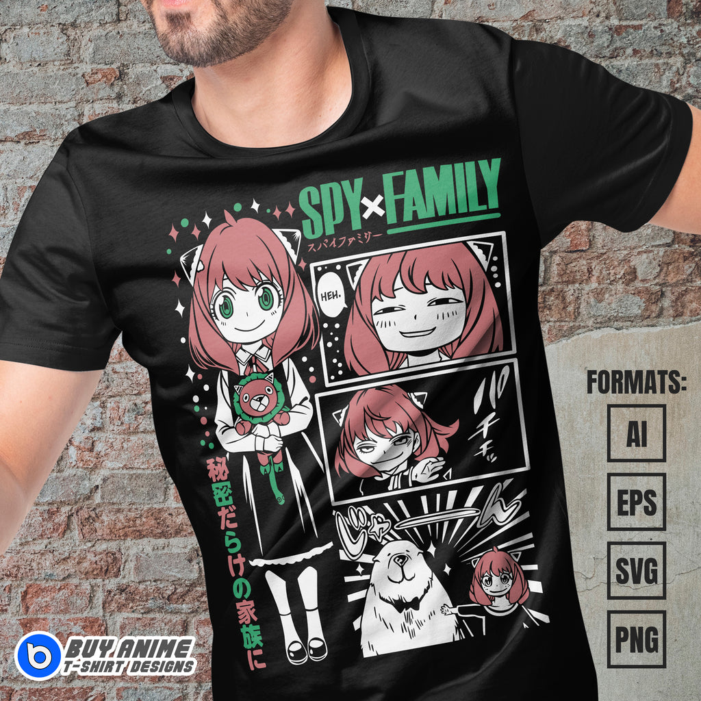 Anya Spy Family Anime Vector T-shirt Design Template