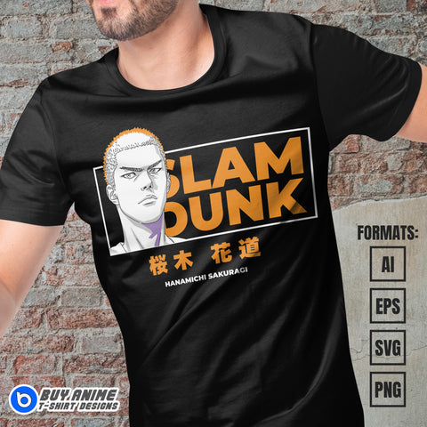 Hanamichi Sakuragi Slam Dunk Anime Vector T-shirt Design Template #2