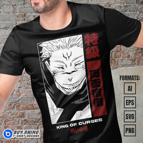 Sukuna Jujutsu Kaisen Vector T-shirt Design Template