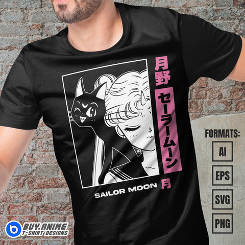 Sailor Moon Anime Vector T-shirt Design Template