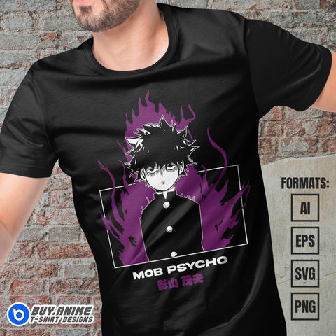 Mob Psycho Anime Vector T-shirt Design Template #3