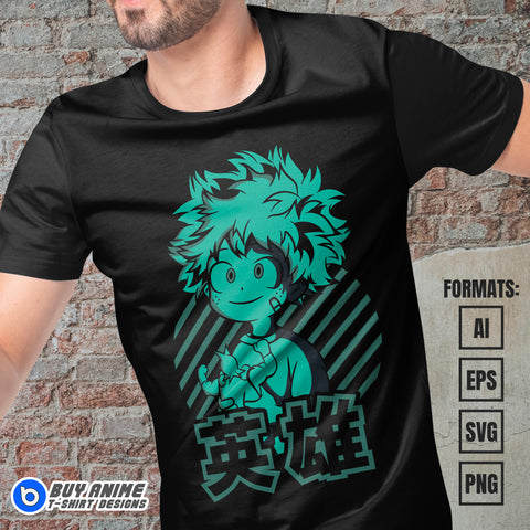 Izuku Midoriya My Hero Academia Anime Vector T-shirt Design Template