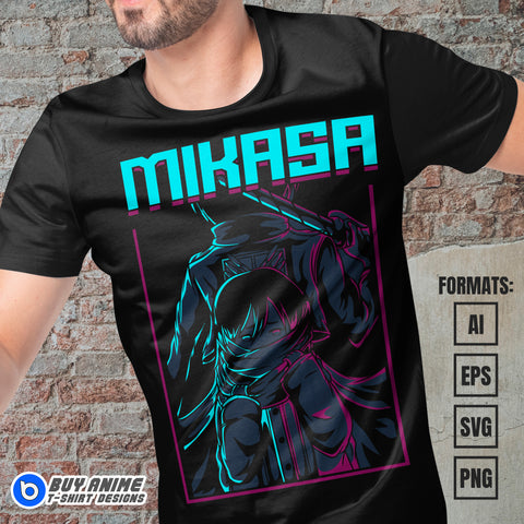 Mikasa Attack on Titan Vector T-shirt Design Template