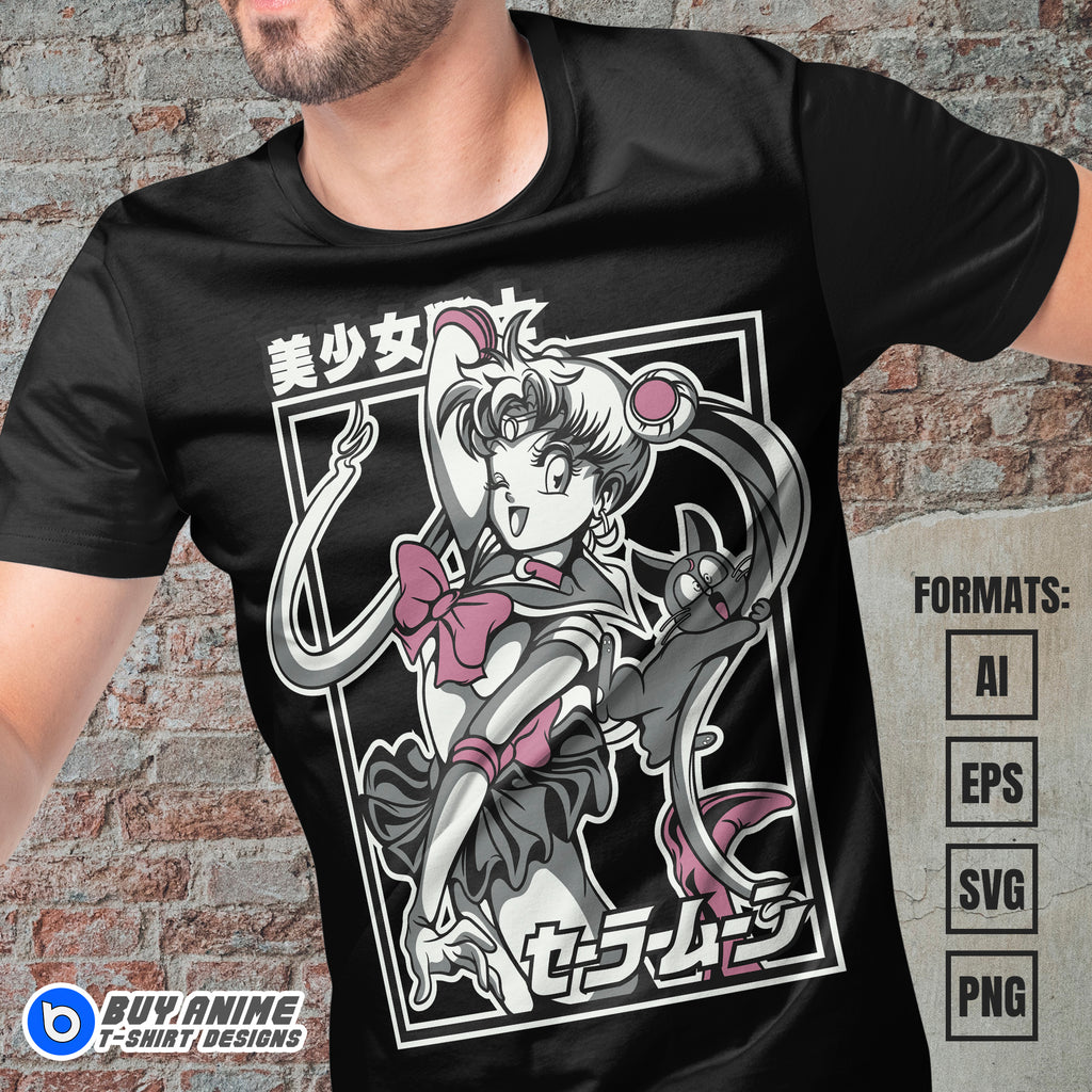 Sailor Moon Anime Vector T-shirt Design Template #3