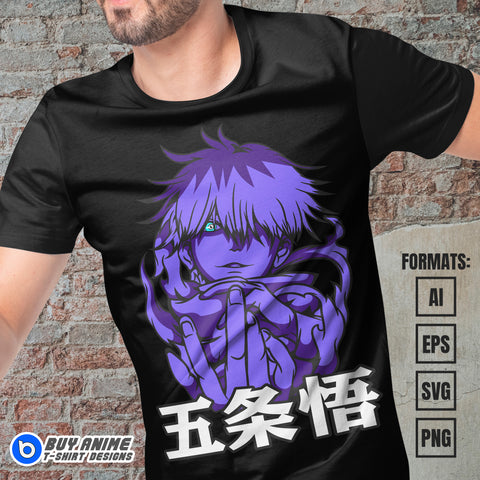 Satoru Jujutsu Kaisen Anime Vector T-shirt Design Template