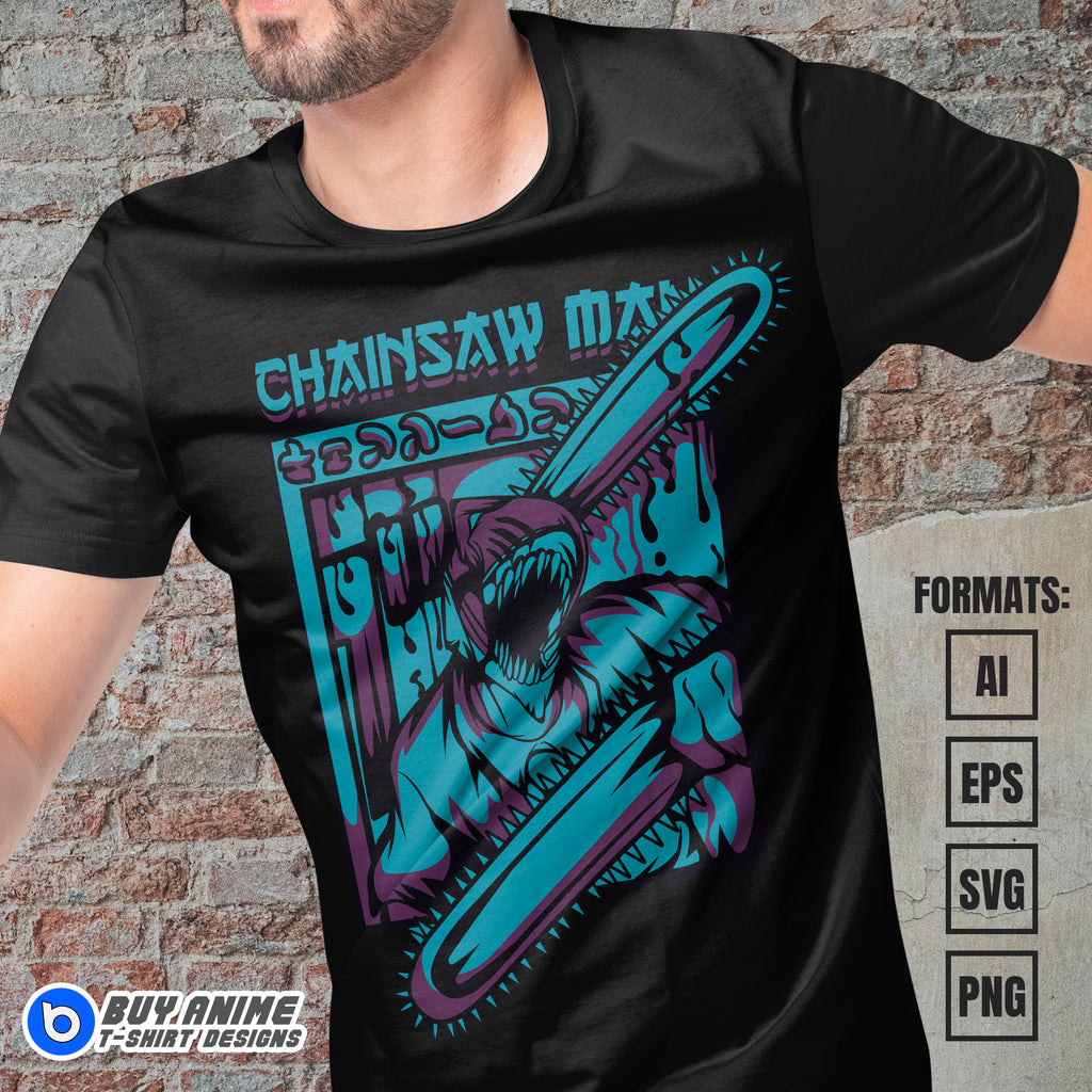 Chainsaw Man Anime Vector T-shirt Design Template #4