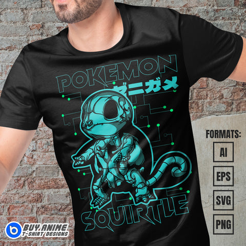 Squirtle Pokemon Anime Vector T-shirt Design Template