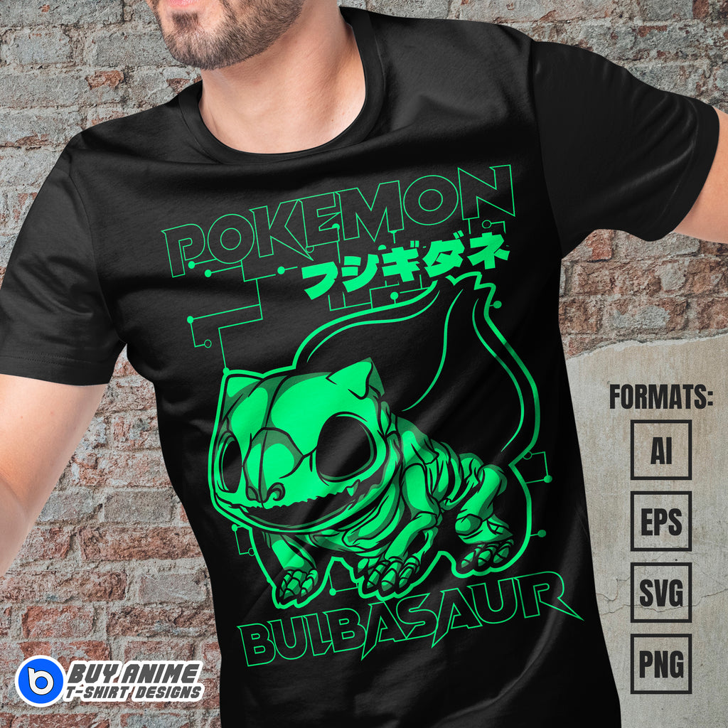 Bulbasaur Pokemon Anime Vector T-shirt Design Template