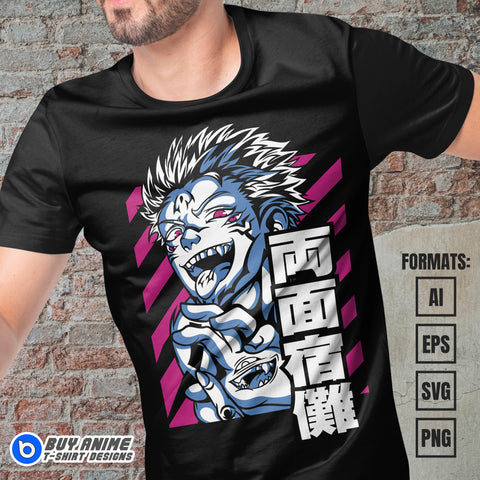 Sukuna Jujutsu Kaisen Anime Vector T-shirt Design Template #2