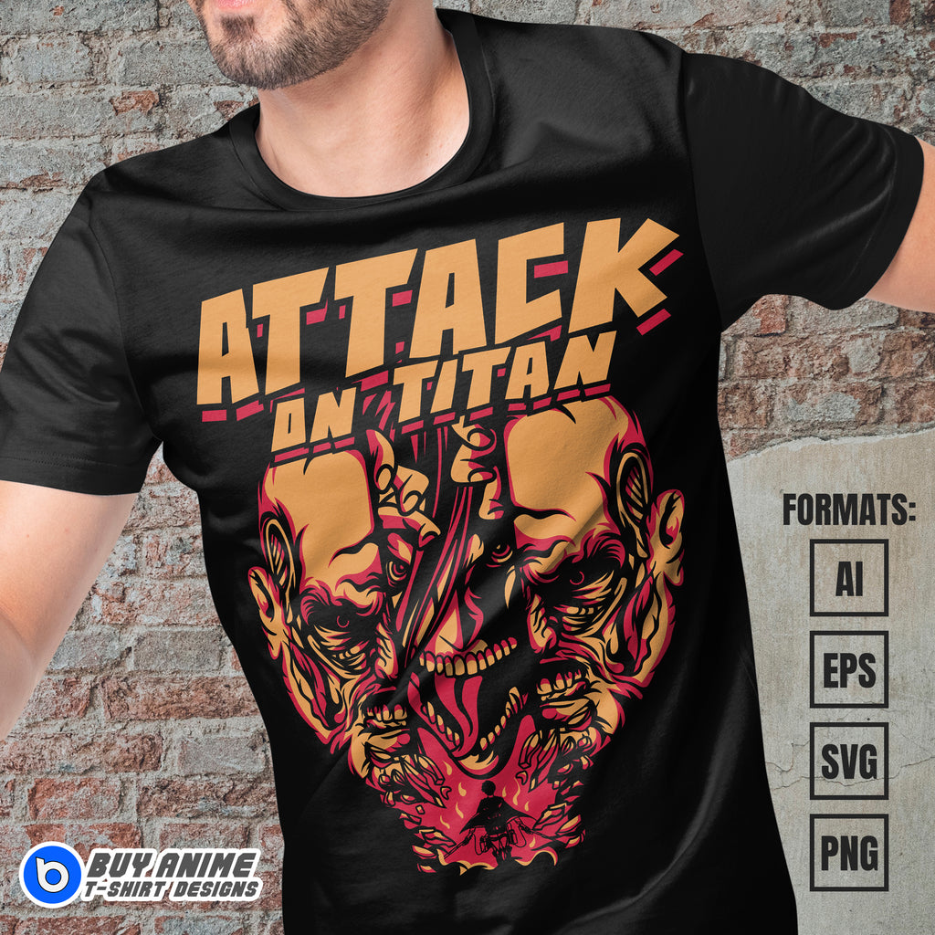 Attack on Titan Anime Vector T-shirt Design Template #2