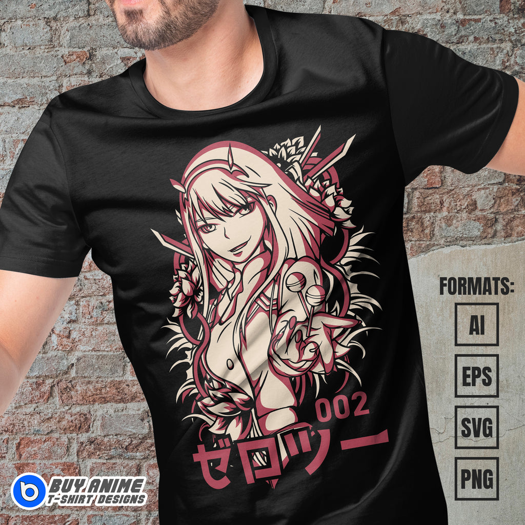 Zero Two Anime Vector T-shirt Design Template