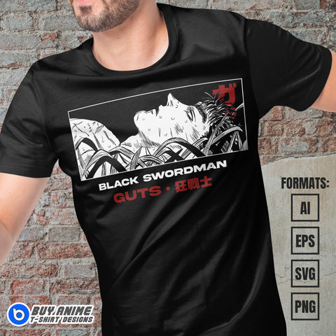Guts Berserk Anime Vector T-shirt Design Template