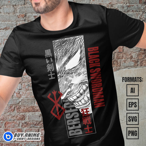 Guts Berserk Anime Vector T-shirt Design Template #2