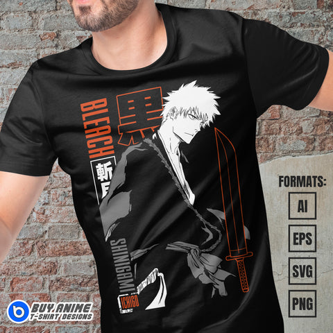Ichigo Bleach Anime Vector T-shirt Design Template #4