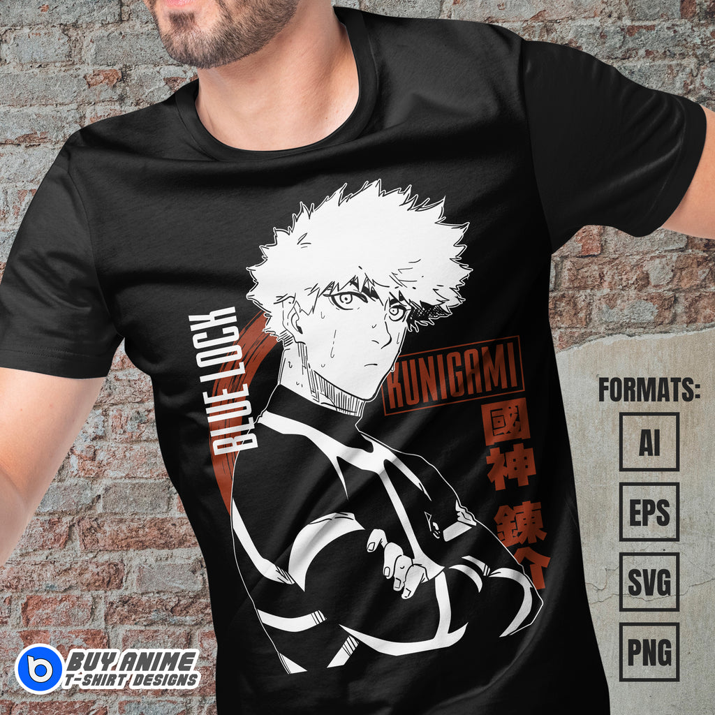 Kunigami Blue Lock Anime Vector T-shirt Design Template