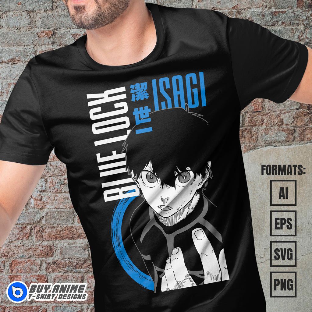 Isagi Blue Lock Anime Vector T-shirt Design Template