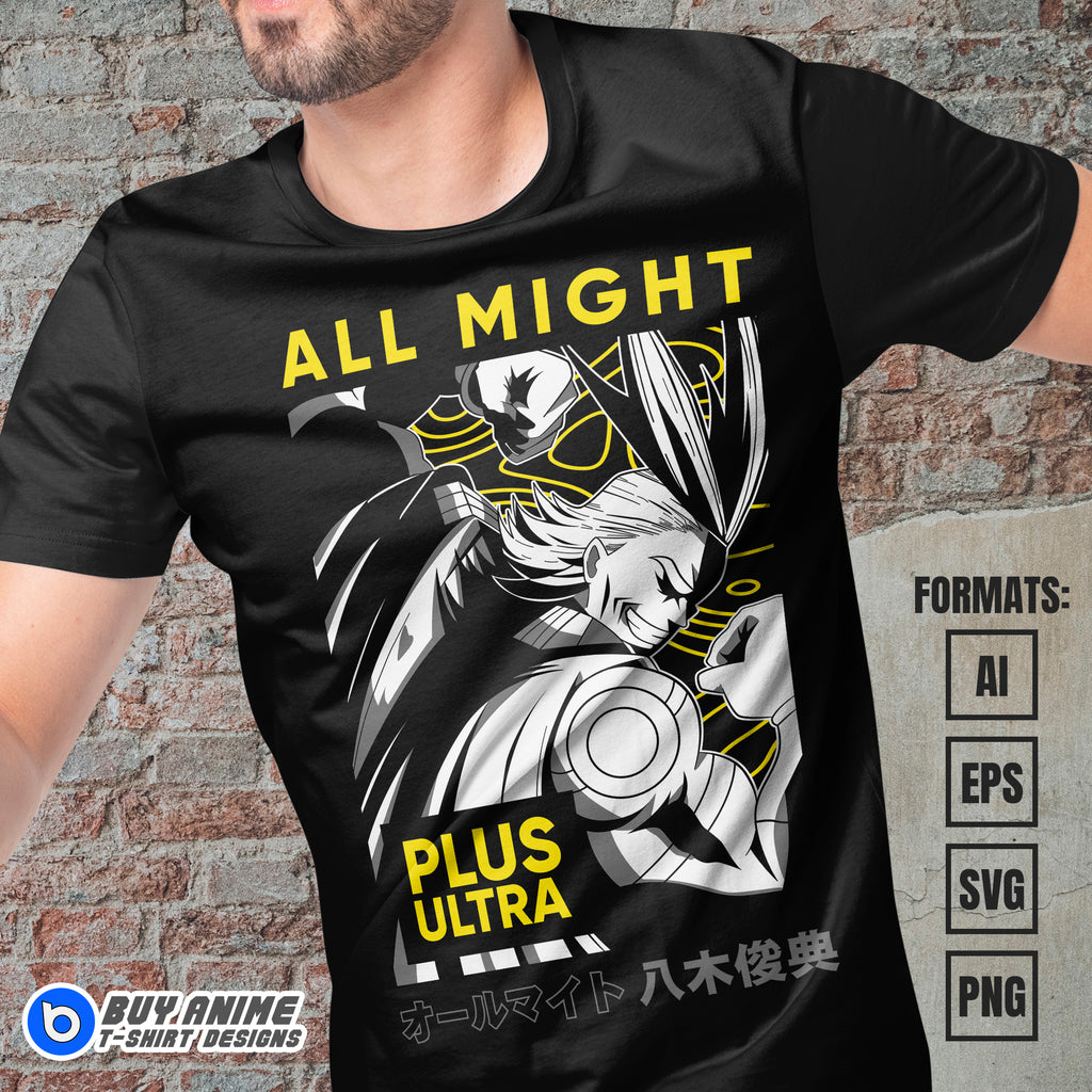 All Might My Hero Academia Anime Vector T-shirt Design Template
