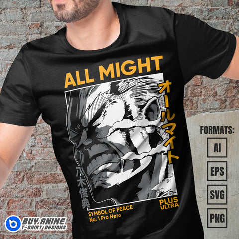All Might My Hero Academia Anime Vector T-shirt Design Template #2