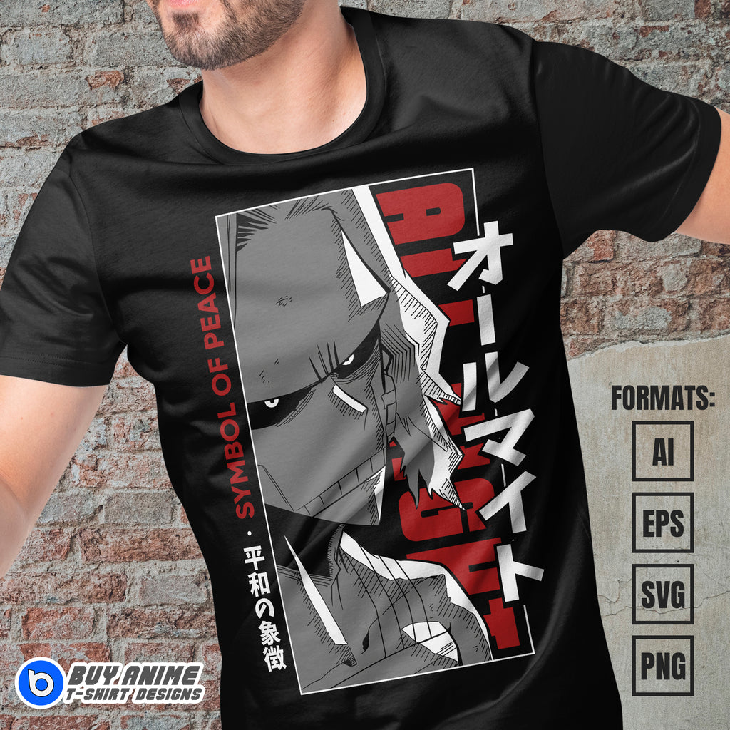 All Might My Hero Academia Anime Vector T-shirt Design Template #3