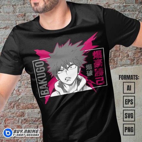 Katsuki Bakugo My Hero Academia Anime Vector T-shirt Design Template