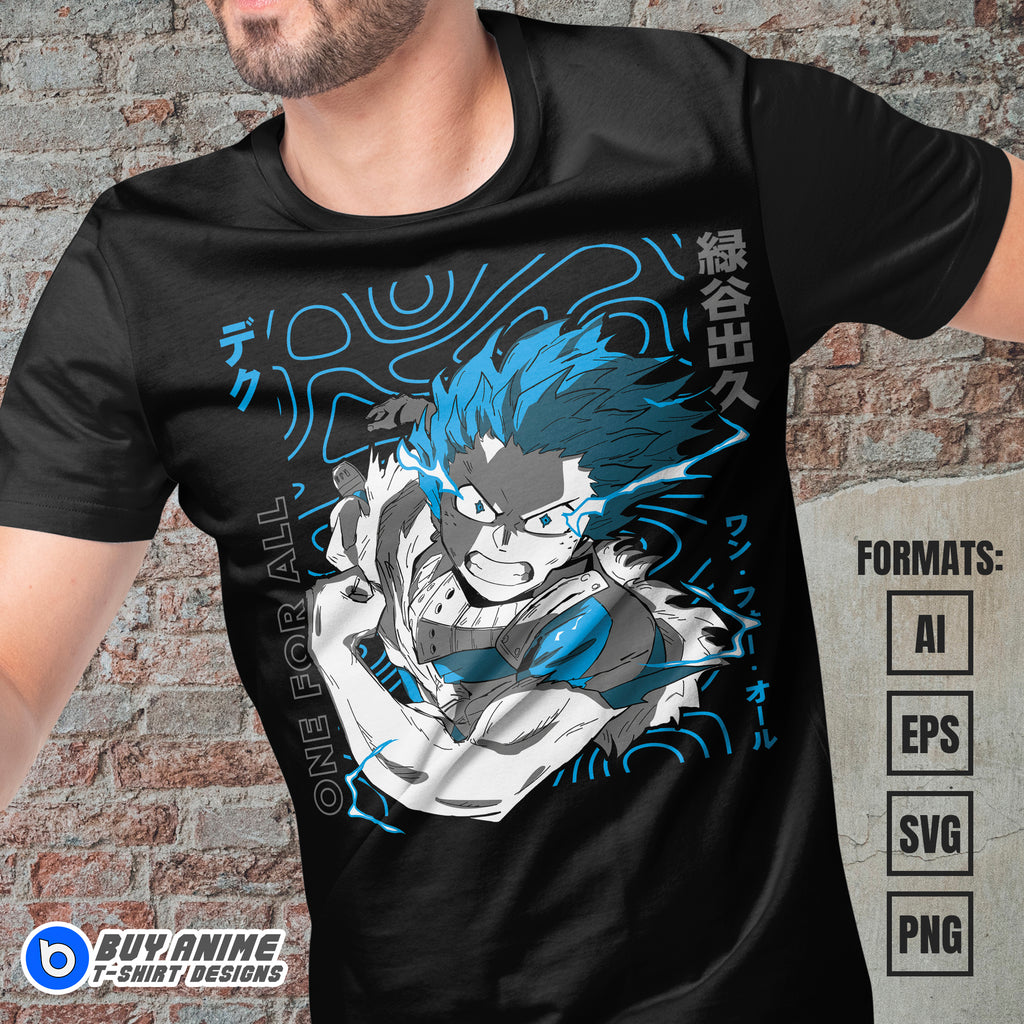 Deku My Hero Academia Anime Vector T-shirt Design Template #2