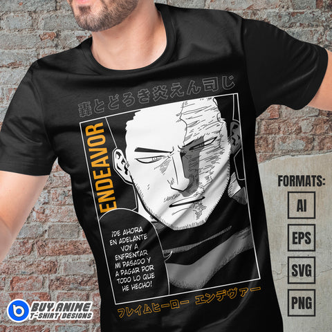Endeavor My Hero Academia Anime Vector T-shirt Design Template