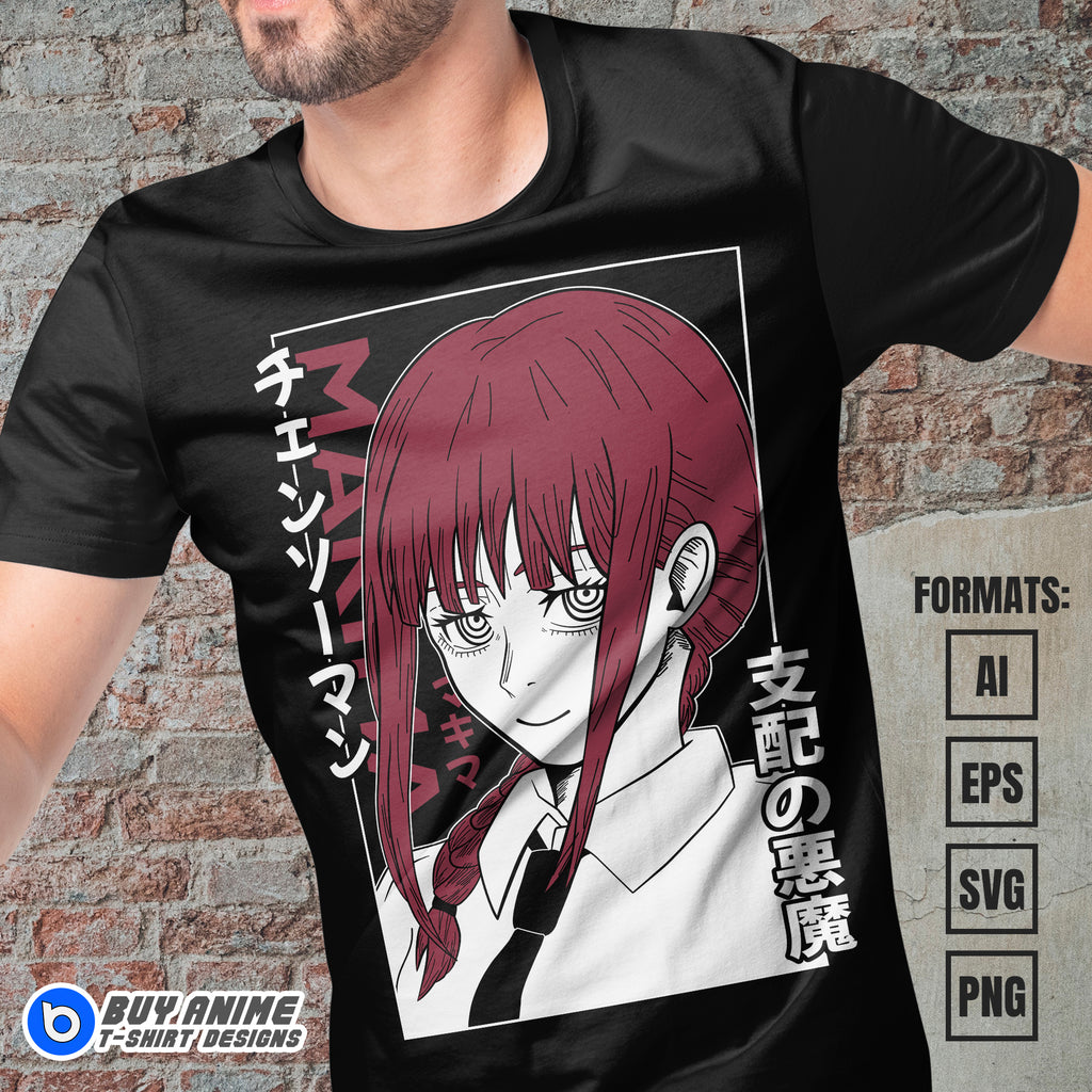 Makima Chainsaw Man Anime Vector T-shirt Design Template #2