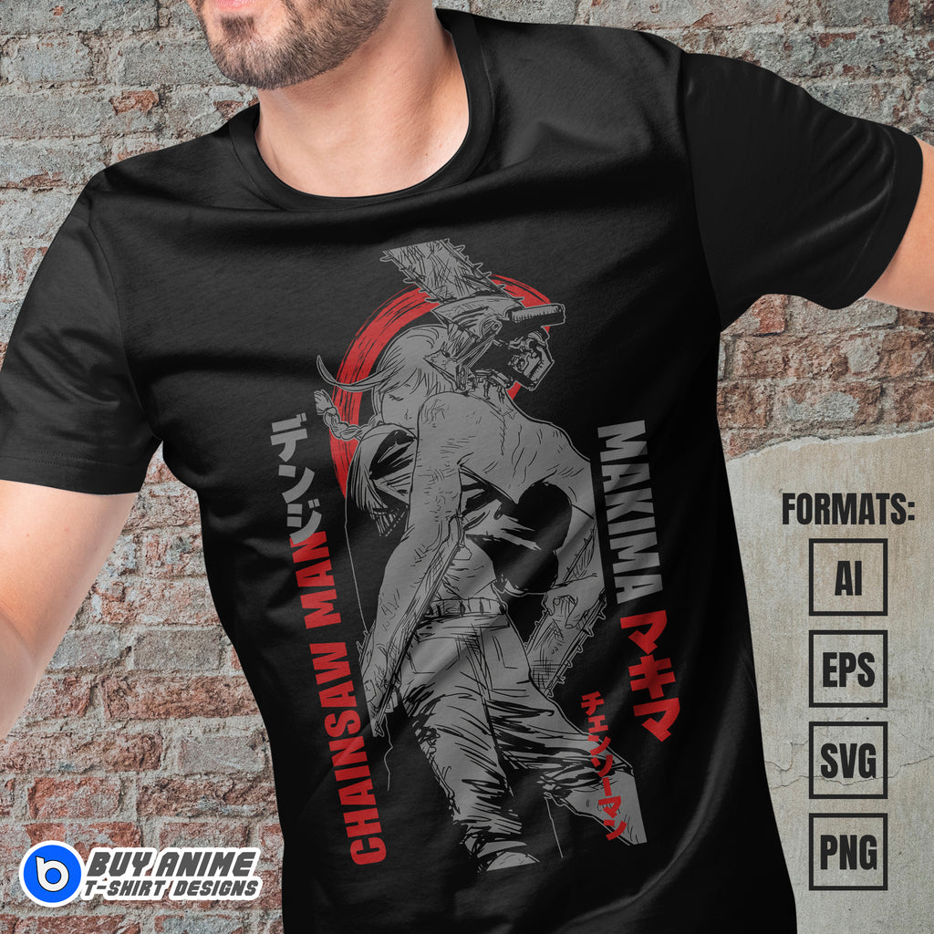 Chainsaw Man x Makima Anime Vector T-shirt Design Template