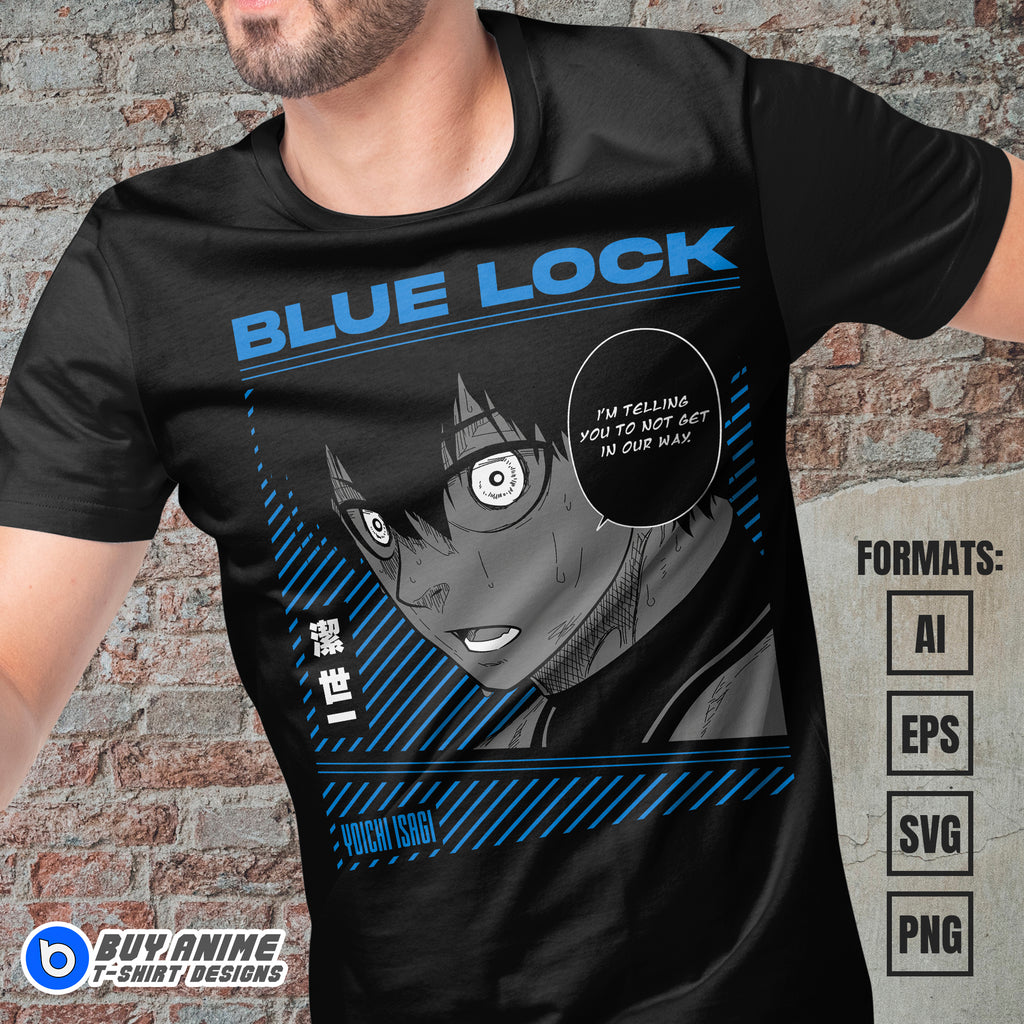 Blue Lock Anime Vector T-shirt Design Template