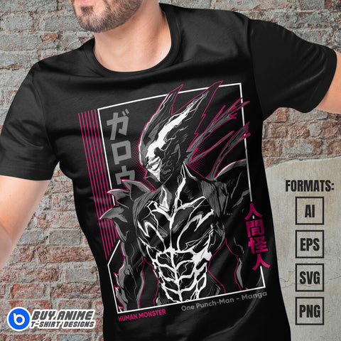 Garou One Punch Man Anime Vector T-shirt Design Template
