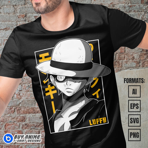 Luffy One Piece Anime Vector T-shirt Design Template