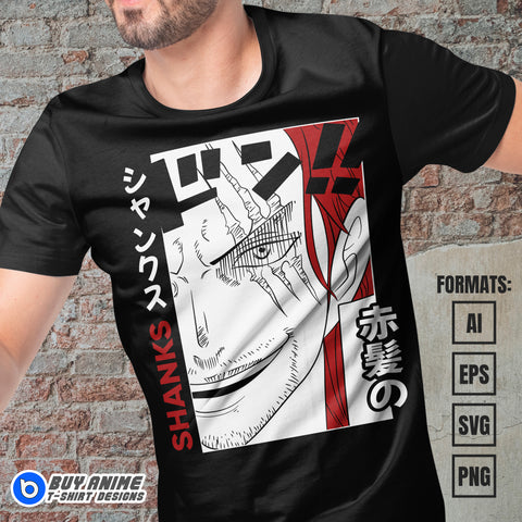 Shanks One Piece Anime Vector T-shirt Design Template