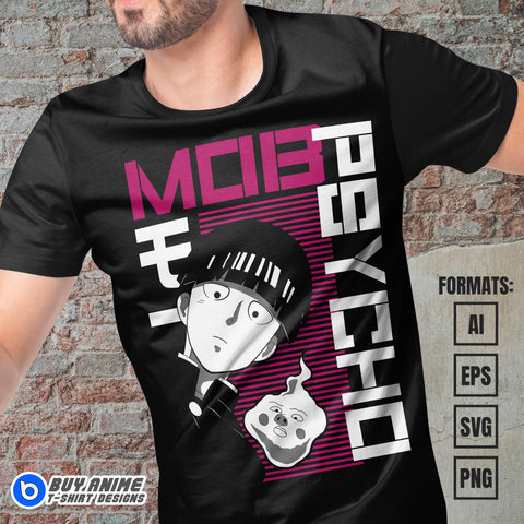 Mob Psycho Anime Vector T-shirt Design Template