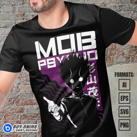 Mob Psycho Anime Vector T-shirt Design Template #2