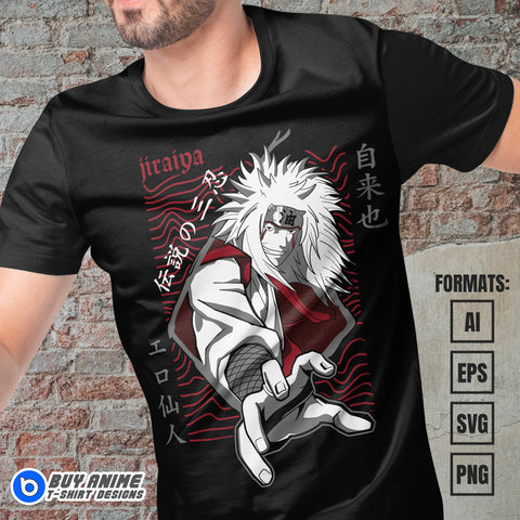 Jiraiya Naruto Anime Vector T-shirt Design Template