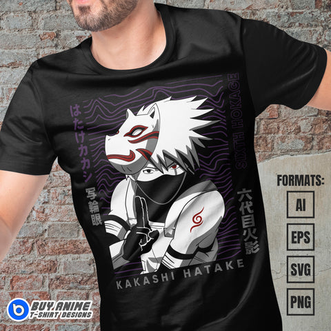 Kakashi Hatake Naruto Anime Vector T-shirt Design Template