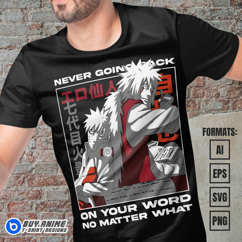 Jiraiya x Naruto Anime Vector T-shirt Design Template