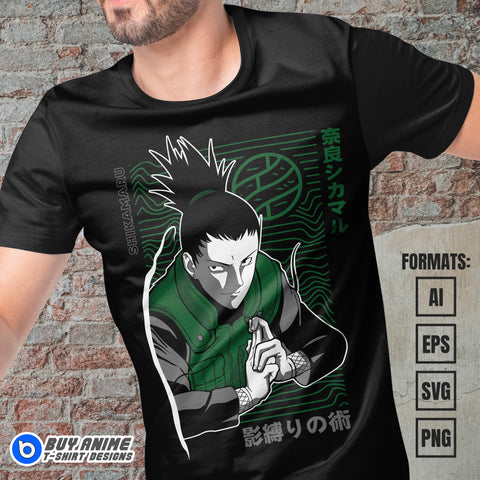 Shikamaru Naruto Anime Vector T-shirt Design Template