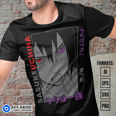 Sasuke Uchiha Naruto Anime Vector T-shirt Design Template