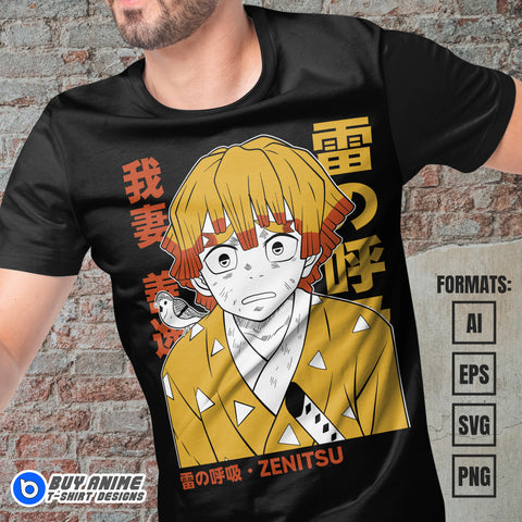 Zenitsu Demon Slayer Anime Vector T-shirt Design Template