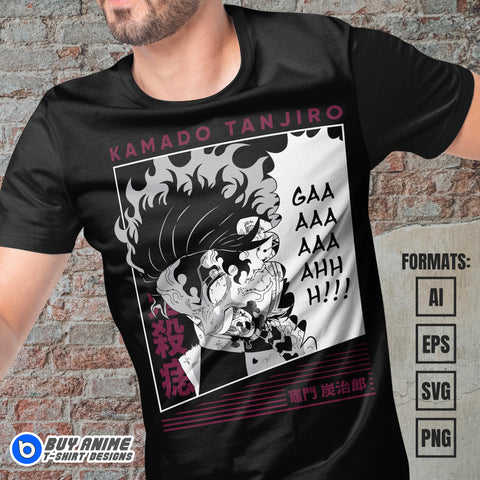 Tanjiro Kamado Demon Slayer Anime Vector T-shirt Design Template