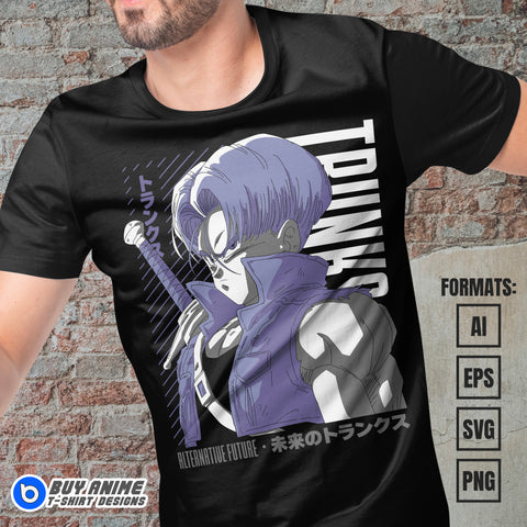 Future Trunks Dragon Ball Anime Vector T-shirt Design Template