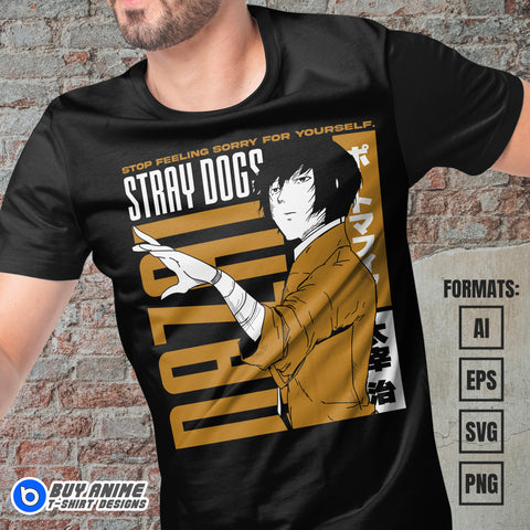 Osamu Dazai Bungo Stray Dogs Anime Vector T-shirt Design Template