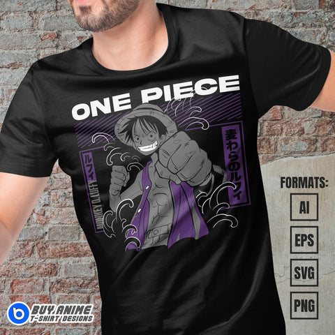 Luffy One Piece Anime Vector T-shirt Design Template #2