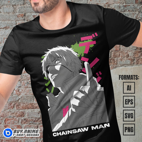 Denji Chainsaw Man Anime Vector T-shirt Design Template