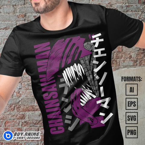 Chainsaw Man Anime Vector T-shirt Design Template #2