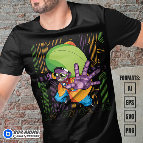 Android 15 Dragon Ball Anime Vector T-shirt Design Template