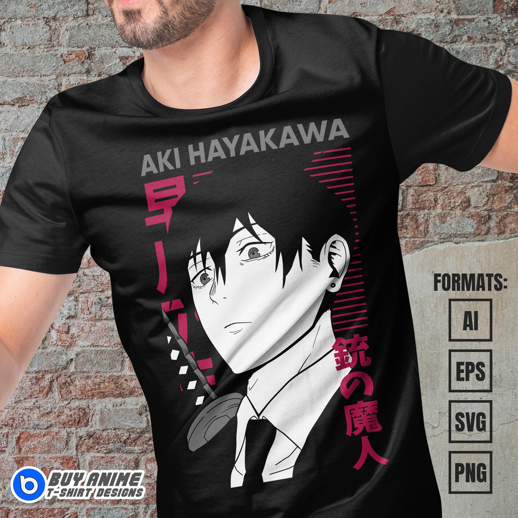Aki Chainsaw Man Anime Vector T-shirt Design Template