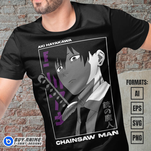 Aki Chainsaw Man Anime Vector T-shirt Design Template #2
