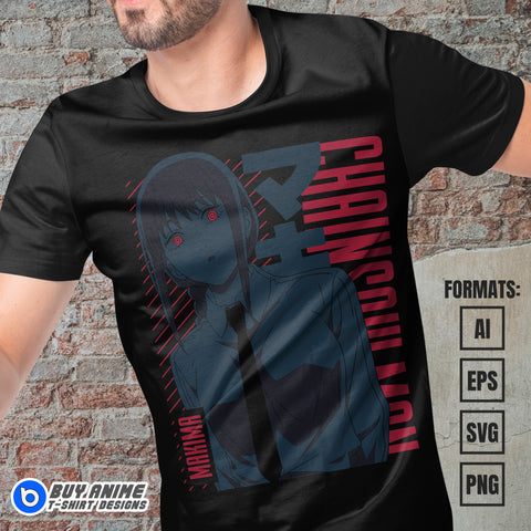 Makima Chainsaw Man Anime Vector T-shirt Design Template